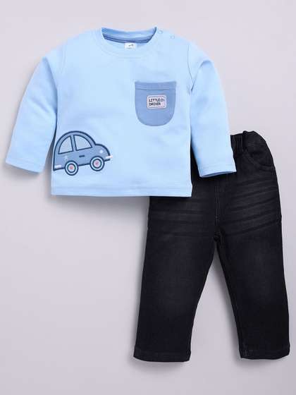 Dollar Kid Super Soft
                    Printed Long Sleeves T Shirt With Denim Pant Set