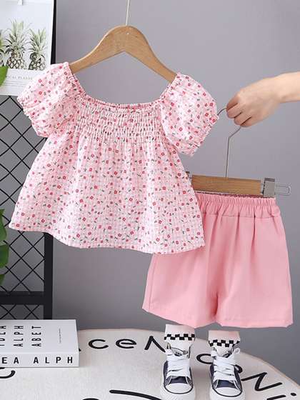 INCLUD Girls Printed Top
                    with Shorts