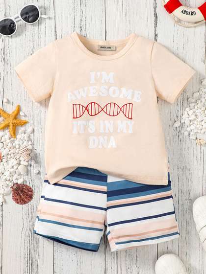 INCLUD Boys Printed
                    T-shirt with Shorts