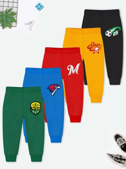 YK X Trampoline Kids
                    Unisex Pack Of 5 Graphic Printed Joggers Track
                    Pants