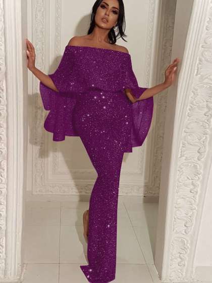 StyleCast Off-Shoulder Batwing Sleeve Bodycon Maxi Dress