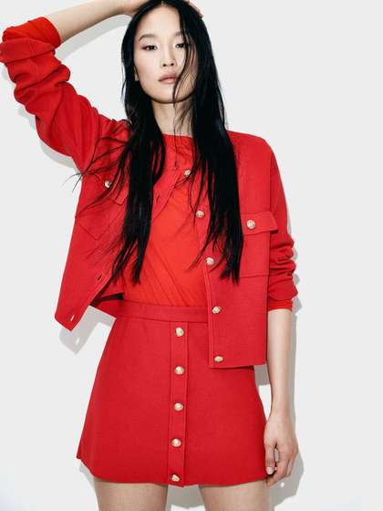 H&M Button-Front Fine-Knit Skirts