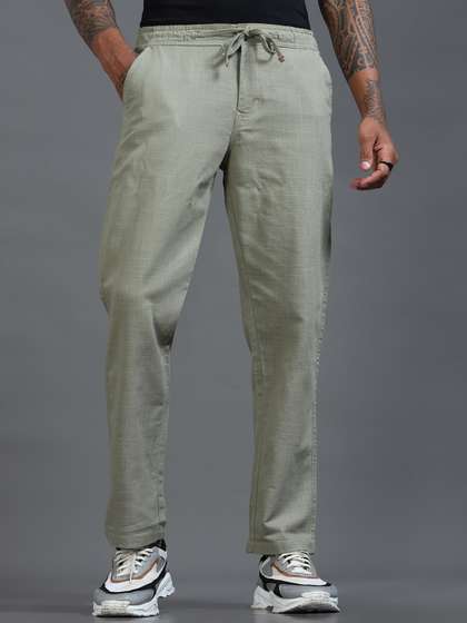 Roadster Men Linen
                        Relaxed Fit Casual Trousers