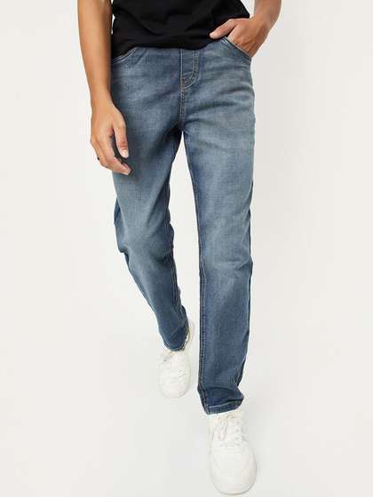max Boys Cotton Regular
                    Fit Low Distress Heavy Fade Jeans