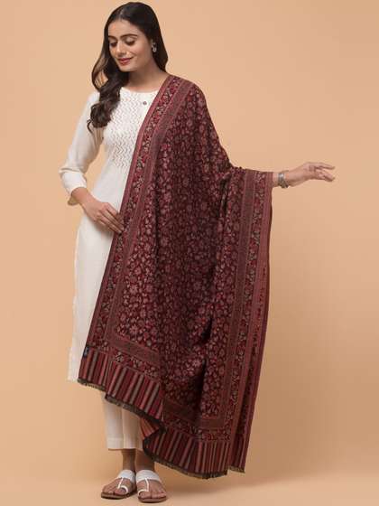 Tweedle Kashmiri
                        Floral Woven Design Woollen Kani Shawl