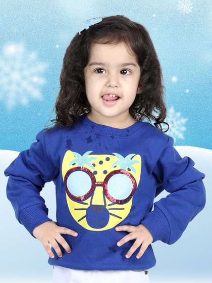 BownBee Girls Full
                    Sleeve Printed Sequined Sweatshirt