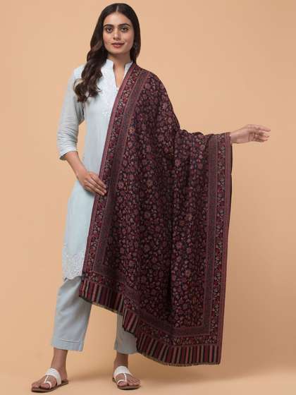 Tweedle Kashmiri
                          Floral Woven Design Woollen Kani Shawl