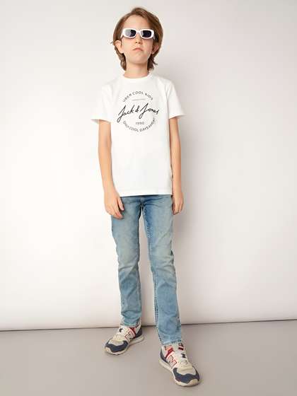 Jack & Jones Junior Boys Typography Printed Slim Fit T-shirt
