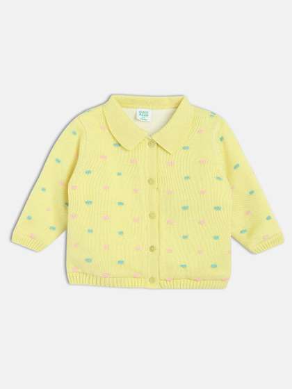 MINI KLUB Girls Self
                    Design Lapel Collar Long Sleeves Sweaters
