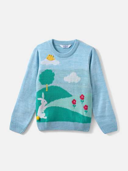 Nauti Nati Girls Scenery
                    Printed Jacquard Sweater