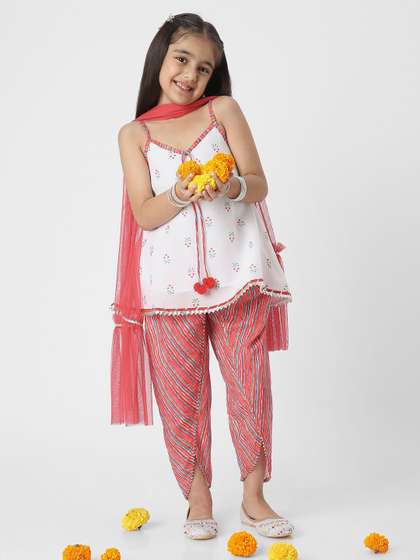 Nauti Nati Girls Printed
                    A-Line Kurti with Dhoti Pants