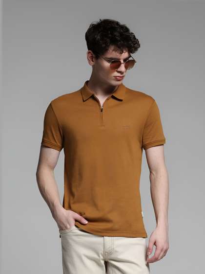 Jack & Jones Men Solid Polo Collar Cotton Slim Fit T-shirt
