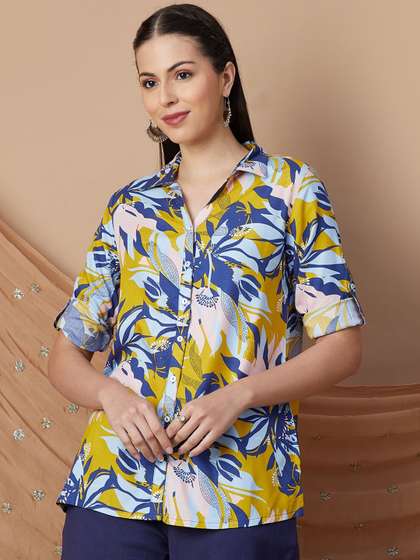 Melange by Lifestyle Women Shirt Collar Printed Tunic