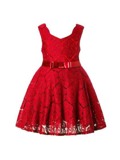Wish little Girls Self
                      Design Fit and Flare Dress