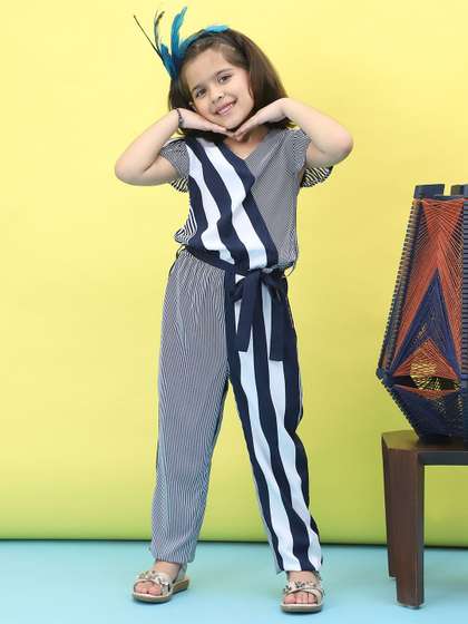 Baawri Girls Striped
                    V-Neck Basic Jumpsuit