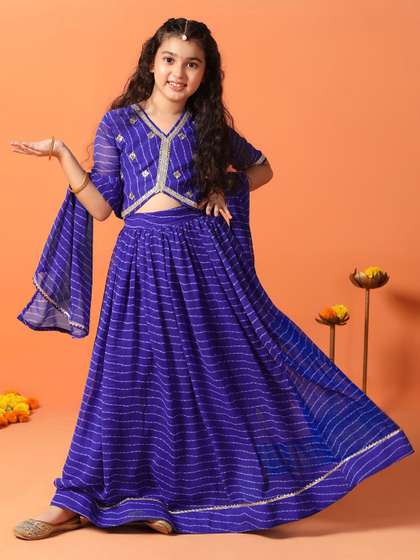 BAESD Girls Lehriya
                      Printed Ready to Wear Lehenga & Blouse With
                      Dupatta