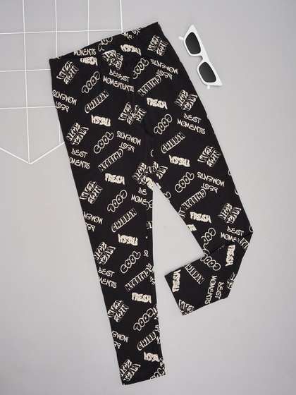 Pantaloons Junior
                      Girls Cotton Typography Printed Ankle-Length
                      Casual Leggings