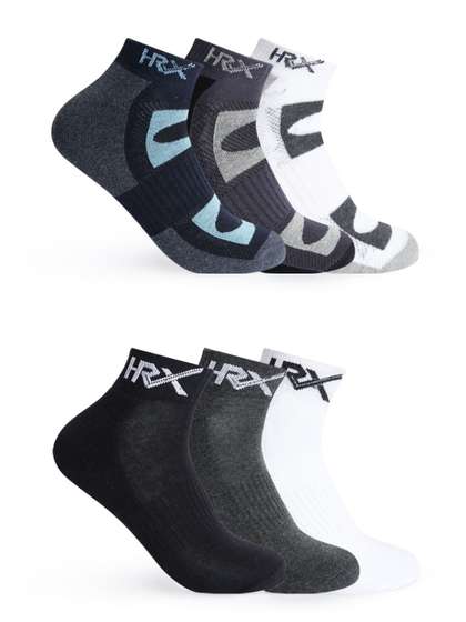 HRX by Hrithik Roshan
                      Men Pack Of 6 Patterned Cotton Ankle-Length Socks