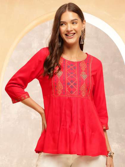 Anouk Rustic Wome Ethnic Motifs Printed Top