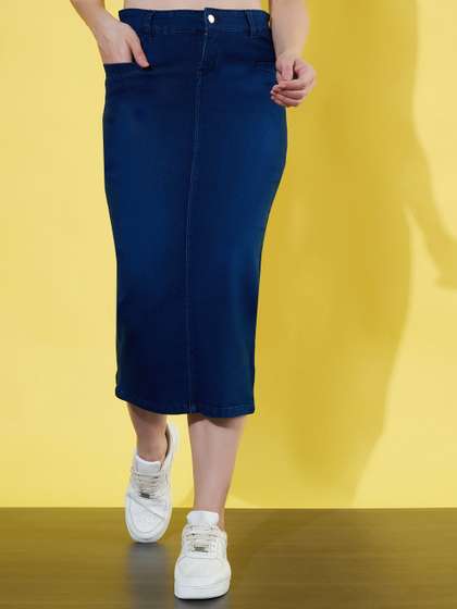 Purple Feather Women Pencil Midi Skirts