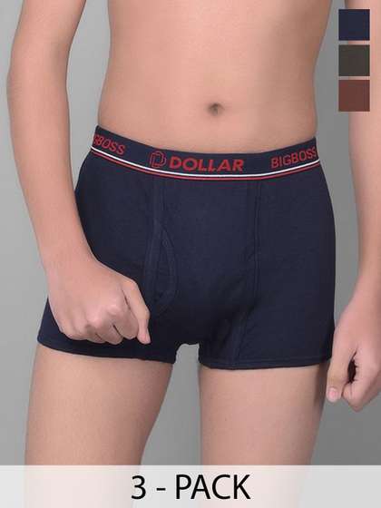 Dollar Bigboss Kid's
                    Solid Pack of 3 Combed Cotton Trunk