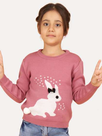 JoE Hazel Girls Graphic
                    Printed Winter Pullover