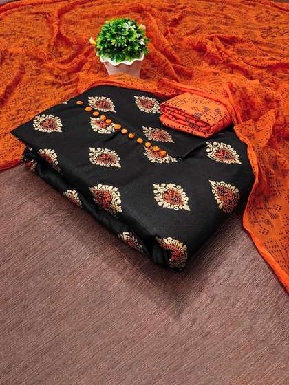 KALINI Floral
                        Printed Slub Cotton Unstitched Dress Material