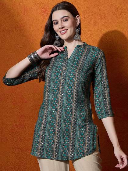 Sangria Printed Straight Kurtis