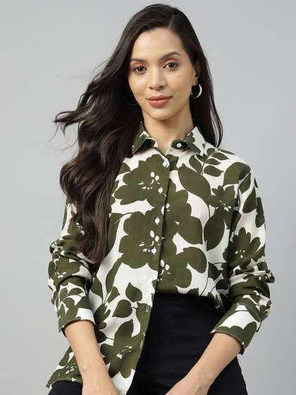 Hancock Women Comfort Spread Collar Floral Printed Relaxed Fit Casual Shirt