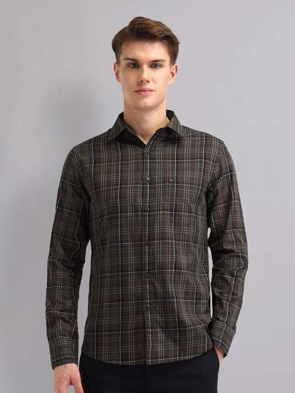 AD By Arvind Men
                          Spread Collar Tartan Checked Cotton Slim Fit
                          Casual Shirt