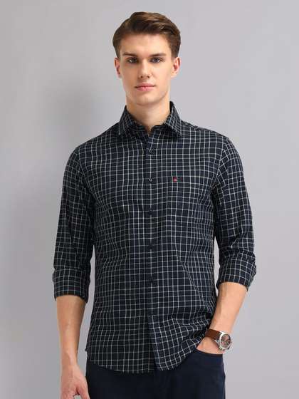 AD By Arvind Men
                        Spread Collar Checked Cotton Slim Fit Casual
                        Shirt