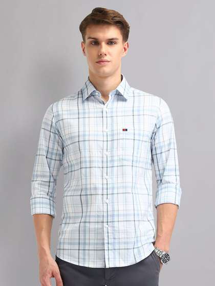 AD By Arvind Men
                          Spread Collar Tartan Checked Cotton Slim Fit
                          Casual Shirt