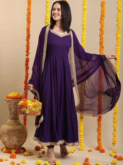 KALINI Sequinned Kurta with Trouser & Dupatta