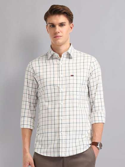 AD By Arvind Men
                          Spread Collar Tartan Checked Cotton Slim Fit
                          Casual Shirt