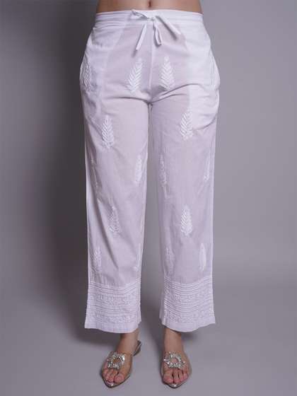 Seva Chikan Women Embroidered Palazzos