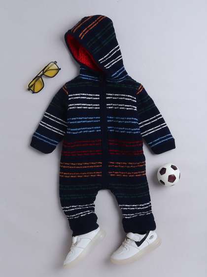 Yellow Apple Infants
                      Striped Hooded Rompers