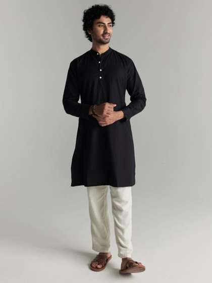 SAADAA Band Collar Straight Kurta