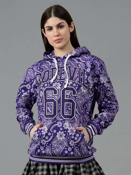 GO DEVIL Women
                        Printed Hooded Sweatshirt