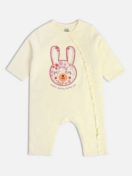 MINI KLUB Infants
                    Printed Cotton Round Neck Full Length Rompers