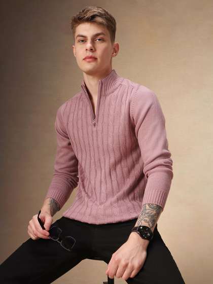 Dennis Lingo Men
                          Cable Knit Self Design Winter Pullover
