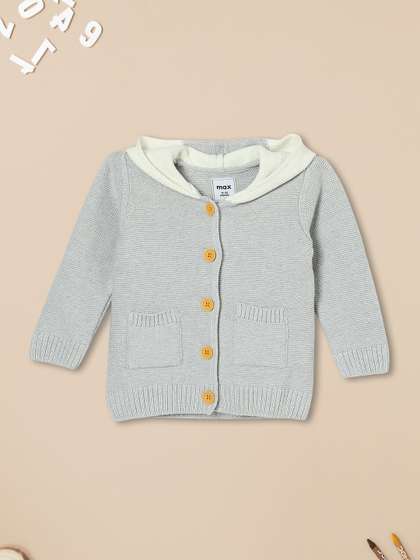 max Boys Hooded Button
                    Detail Sweaters