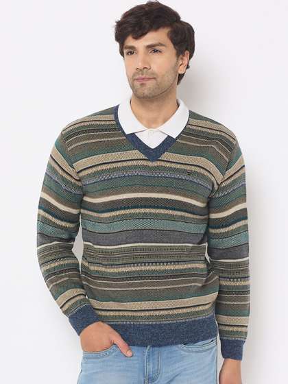 Duke Men V-Neck
                        Striped Pullover