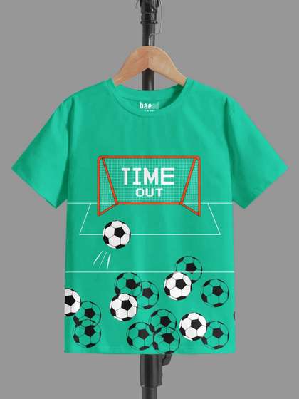 BAESD Boys Typography Printed Round Neck Pure Cotton T-shirt