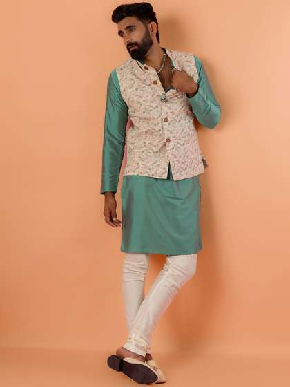 KISAH Men Printed Nehru Jacket