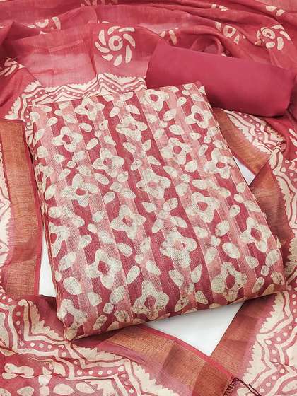 Peachmode Floral
                          Printed Pure Cotton Unstitched Dress Material