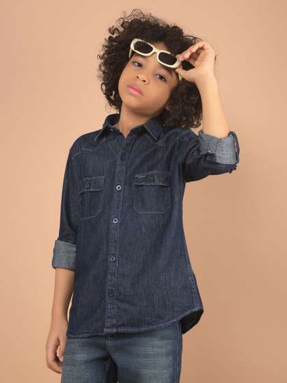 Crimsoune Club Boys
                      Classic Spread Collar Solid Cotton Slim Fit Casual
                      Shirt