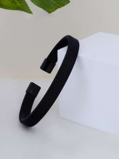 SWASHAA Men
                    Rhodium-Plated Stainless Steel Cuff Bracelet