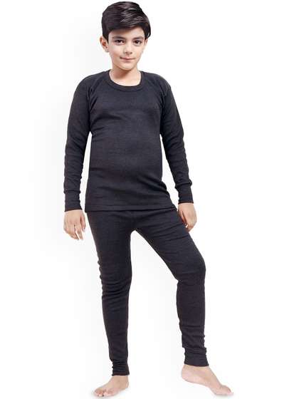BAESD Kids Ribbed Round
                    Neck Long Sleeves Thermal Set