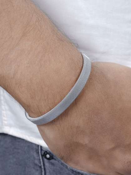 SWASHAA Men
                    Silver-Plated Stainless Steel Shaan Cuff Bracelet