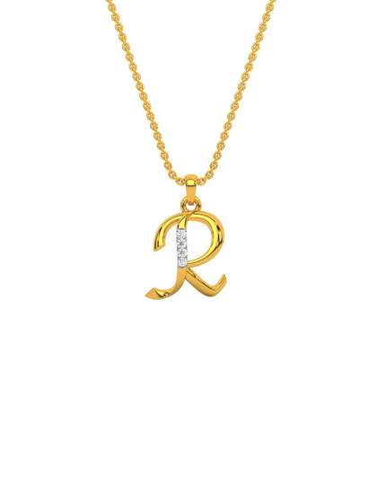 KISNA DIAMOND AND
                          GOLD JEWELLERY Women 14KT ALPHABET R Diamond
                          Pendent